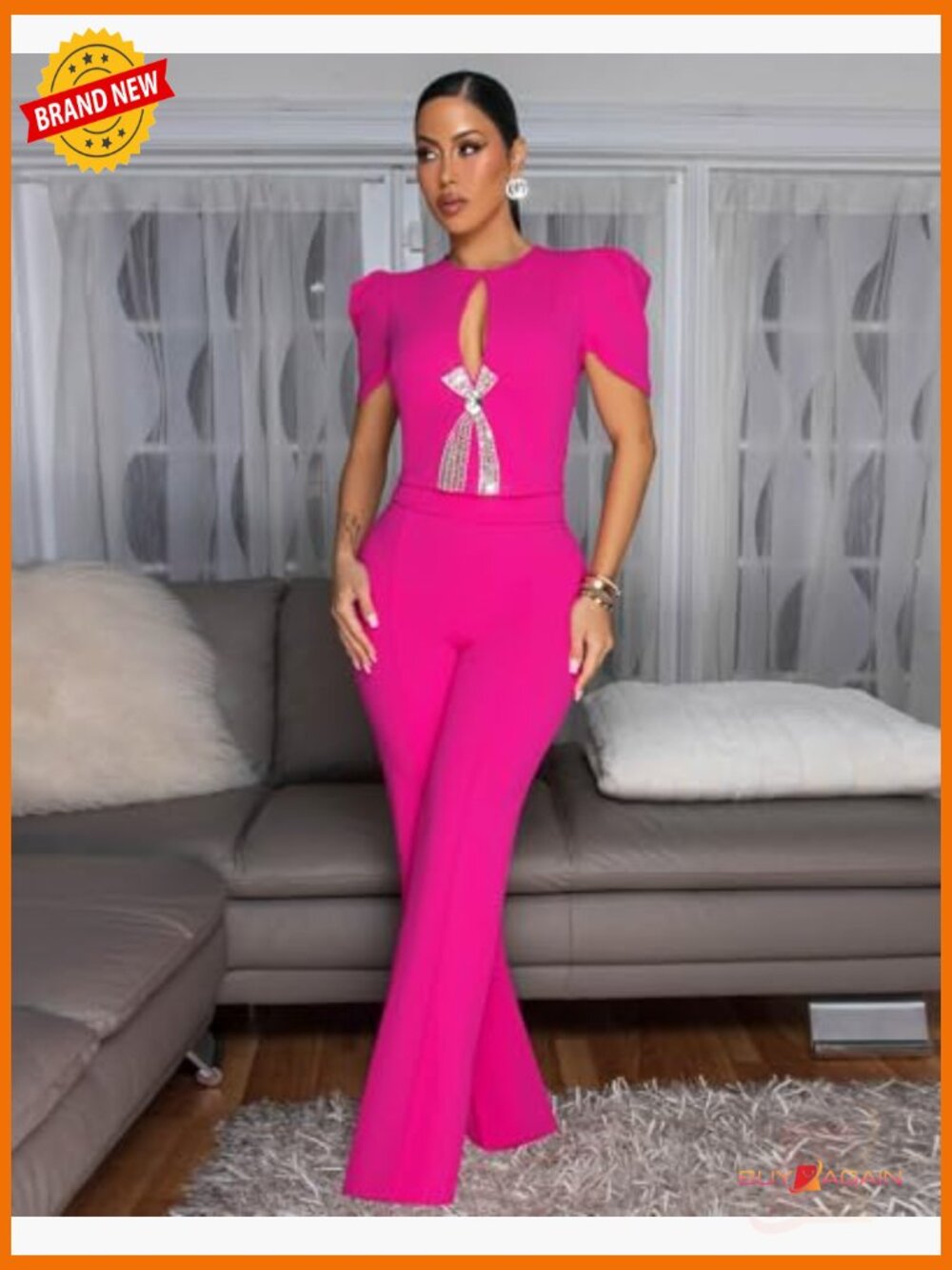 Elegant Jumpsuit with Wide Leg Pants Formal Party Wear - Picture 6 of 6